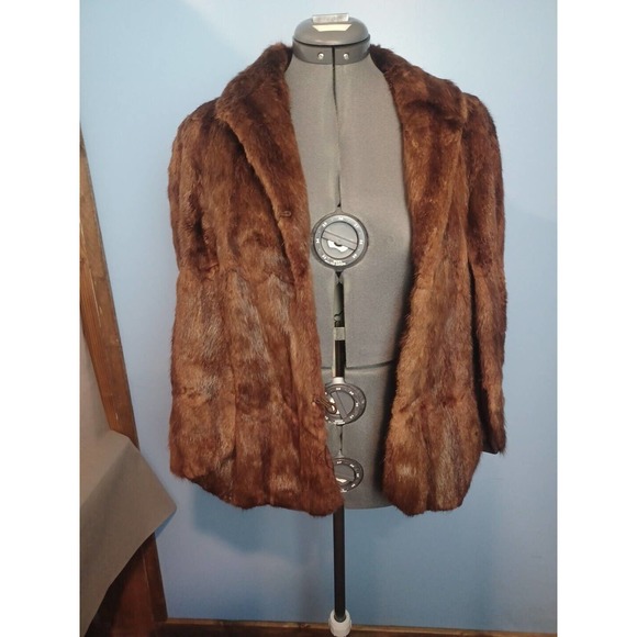 IR Fox New York Striped Fur Wrap Cape Women One Size Brown 1950 - Picture 13 of 15